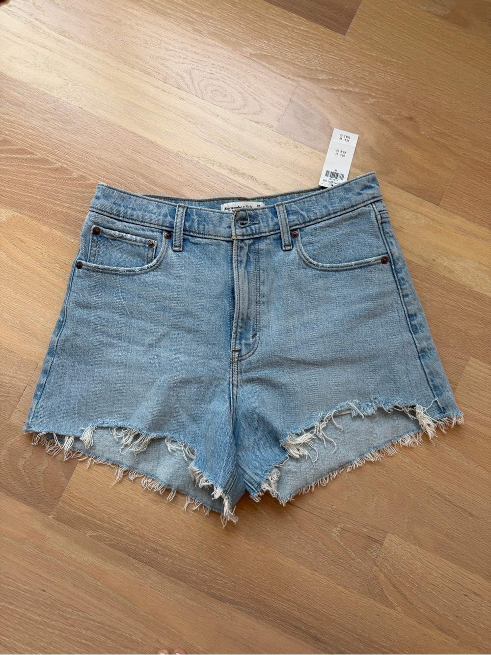 Abercrombie & Fitch Light Blue Distressed Denim Shorts